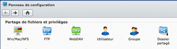 Synology - Panneau de configuration - Partage de fichiers et privilèges